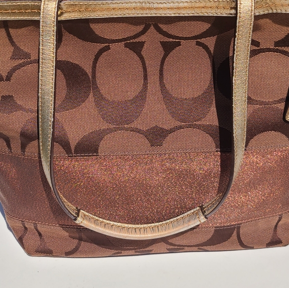 Retired Coach Signature Brown Tote Bronze … - Picture 8 of 16